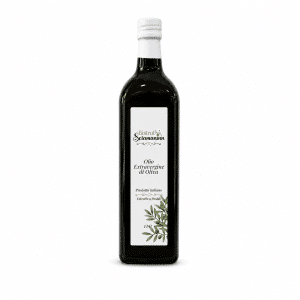 Olio extravergine di oliva Bistrot Sciamaninn in bottiglia da 1 litro su sfondo bianco