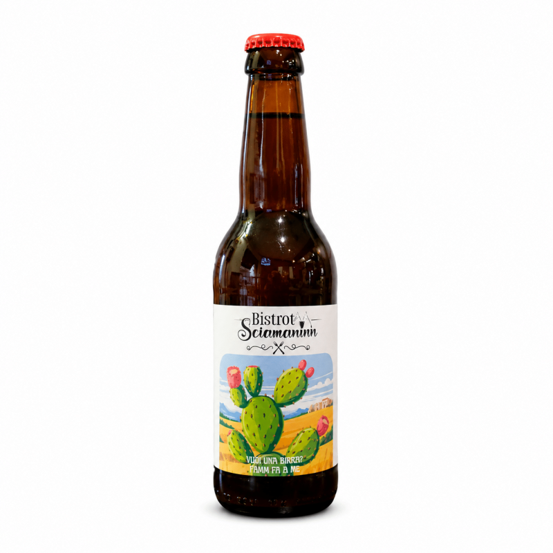Birra artigianale Strong Bitter Bistrot Sciamaninn in bottiglia su sfondo bianco