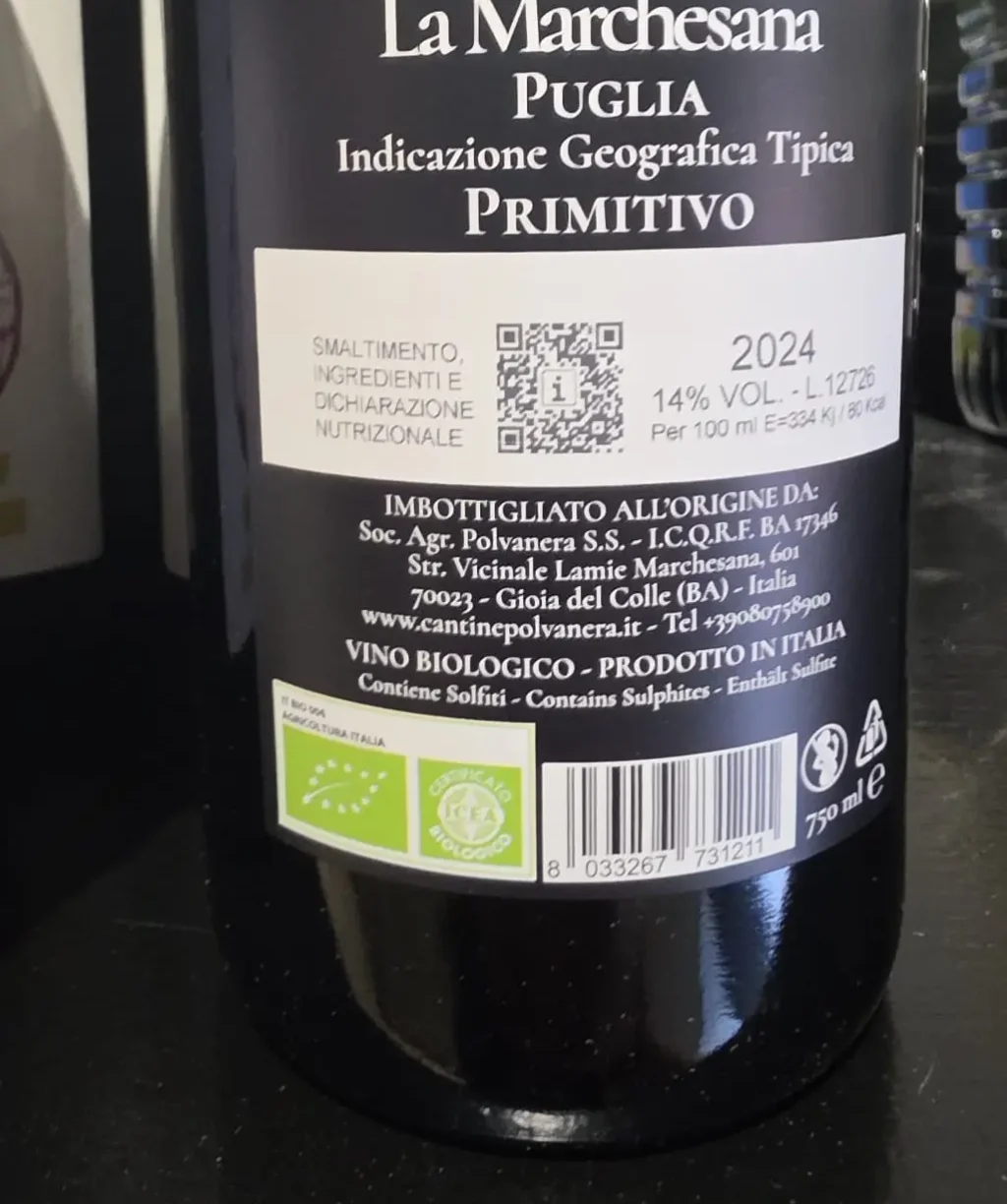 primitivo etichetta